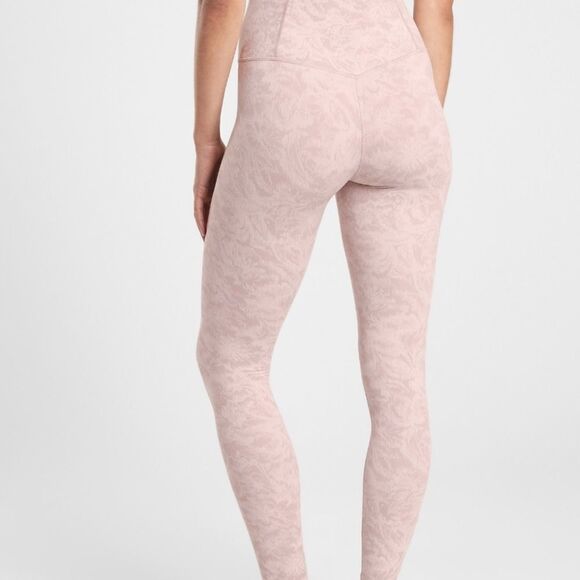 Athleta Elation Textured Tight Frosted Floral Pink leggings